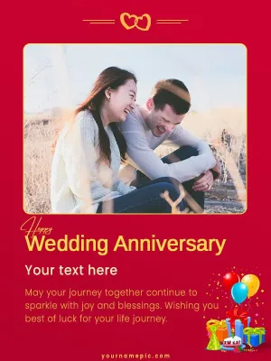 golden frame wedding anniversary card