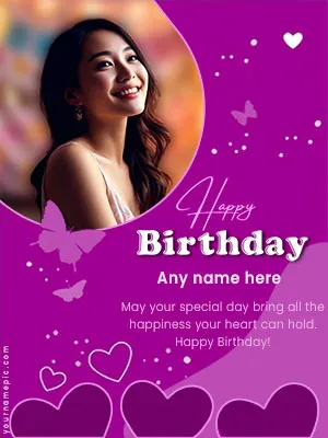 happy birthday greeting with name and photo