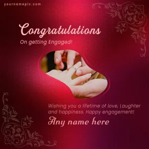vibrant maroon engagement wish greeting card