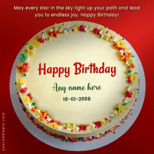 unique happy birthday wish cake with name